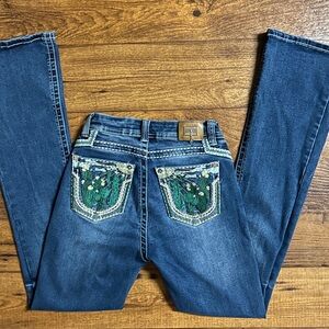 Western Blue • Desert Cactus • Embroidery • Size 26/31 • Bootcut • Denim • Jeans